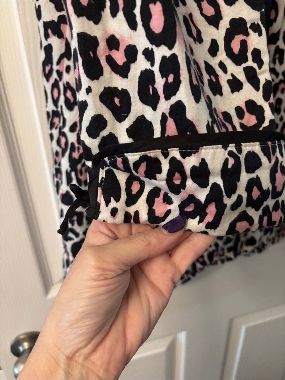 kate spade Pink, Black & White Leopard-Print Button-Front Sleep Shirt - Picture 5 of 5